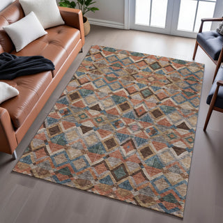 Piper Looms Mayfield Geometric AMF1080 Brown Machine Washable Area Rug Lifestyle Image Feature