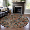 Piper Looms Mayfield Geometric AMF1080 Brown Machine Washable Area Rug Round Lifestyle Image Feature