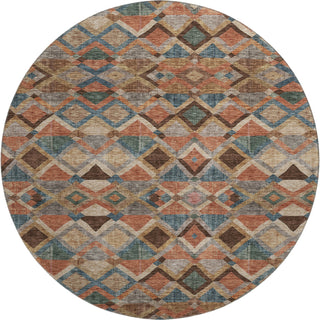 Piper Looms Mayfield Geometric AMF1080 Brown Machine Washable Area Rug Round Main Image
