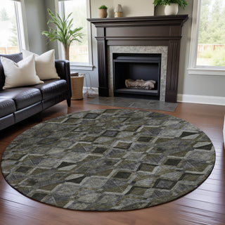 Piper Looms Mayfield Geometric AMF1080 Gray Machine Washable Area Rug Round Lifestyle Image Feature
