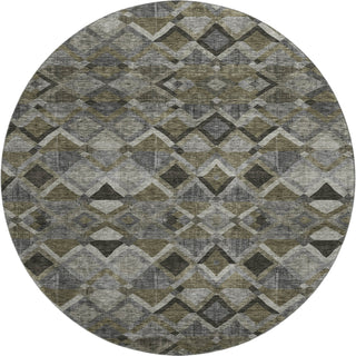 Piper Looms Mayfield Geometric AMF1080 Gray Machine Washable Area Rug Round Main Image