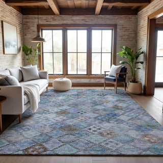 Piper Looms Mayfield Geometric AMF1081 Blue Machine Washable Area Rug Lifestyle Image Feature