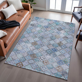 Piper Looms Mayfield Geometric AMF1081 Blue Machine Washable Area Rug Lifestyle Image Feature