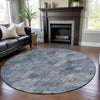 Piper Looms Mayfield Geometric AMF1081 Blue Machine Washable Area Rug Round Lifestyle Image Feature