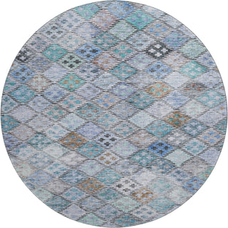 Piper Looms Mayfield Geometric AMF1081 Blue Machine Washable Area Rug Round Main Image