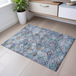 Piper Looms Mayfield Geometric AMF1081 Blue Machine Washable Area Rug Scatter Lifestyle Image Feature