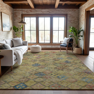 Piper Looms Mayfield Geometric AMF1081 Gold Machine Washable Area Rug Lifestyle Image Feature