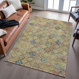 Piper Looms Mayfield Geometric AMF1081 Gold Machine Washable Area Rug Lifestyle Image Feature