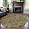 Piper Looms Mayfield Geometric AMF1081 Gold Machine Washable Area Rug Round Lifestyle Image Feature
