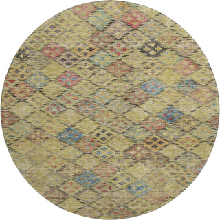 Piper Looms Mayfield Geometric AMF1081 Gold Machine Washable Area Rug Round Main Image