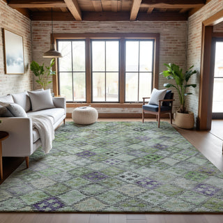 Piper Looms Mayfield Geometric AMF1081 Green Machine Washable Area Rug Lifestyle Image Feature