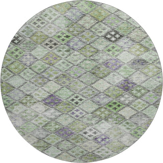 Piper Looms Mayfield Geometric AMF1081 Green Machine Washable Area Rug Round Main Image
