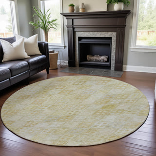 Piper Looms Mayfield Geometric AMF1081 Linen Machine Washable Area Rug Round Lifestyle Image Feature