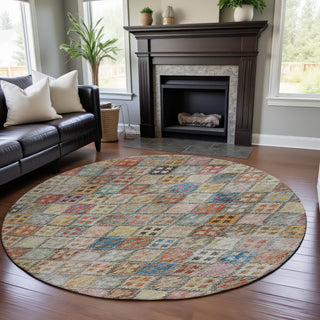 Piper Looms Mayfield Geometric AMF1081 Paprika Machine Washable Area Rug Round Lifestyle Image Feature