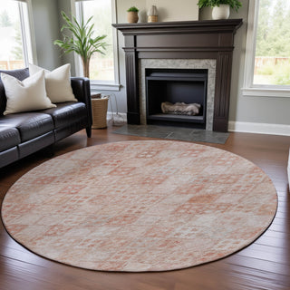 Piper Looms Mayfield Geometric AMF1081 Pink Machine Washable Area Rug Round Lifestyle Image Feature