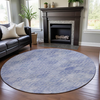 Piper Looms Mayfield Geometric AMF1081 Sky Machine Washable Area Rug Round Lifestyle Image Feature