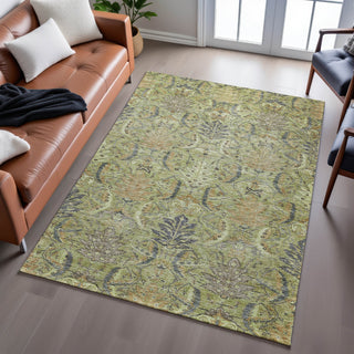 Piper Looms Mayfield Damask AMF1082 Aloe Machine Washable Area Rug Lifestyle Image Feature