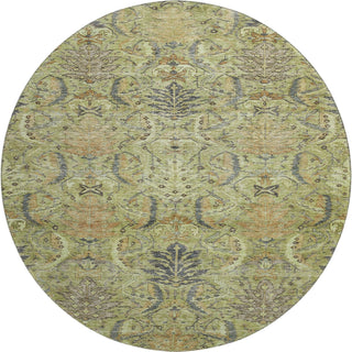 Piper Looms Mayfield Damask AMF1082 Aloe Machine Washable Area Rug Round Main Image