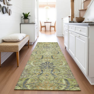 Piper Looms Mayfield Damask AMF1082 Aloe Machine Washable Area Rug Runner Lifestyle Image Feature