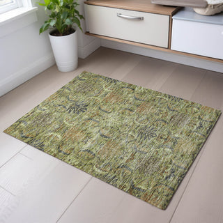 Piper Looms Mayfield Damask AMF1082 Aloe Machine Washable Area Rug Scatter Lifestyle Image Feature