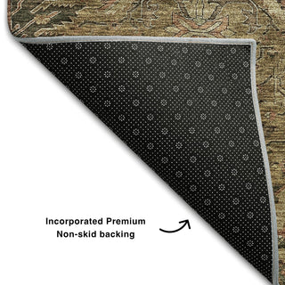 Piper Looms Mayfield Damask AMF1082 Brown Machine Washable Area Rug Backing Image