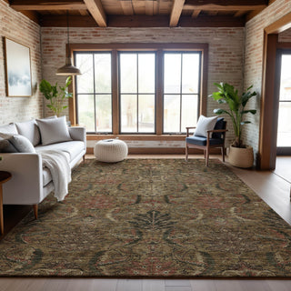 Piper Looms Mayfield Damask AMF1082 Brown Machine Washable Area Rug Lifestyle Image Feature