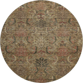 Piper Looms Mayfield Damask AMF1082 Brown Machine Washable Area Rug Round Main Image