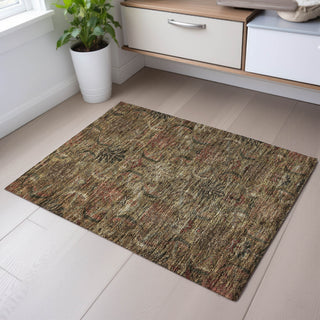 Piper Looms Mayfield Damask AMF1082 Brown Machine Washable Area Rug Scatter Lifestyle Image Feature