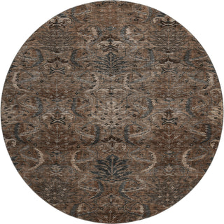 Piper Looms Mayfield Damask AMF1082 Fudge Machine Washable Area Rug Round Main Image