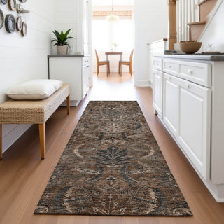 Piper Looms Mayfield Damask AMF1082 Fudge Machine Washable Area Rug Runner Lifestyle Image Feature