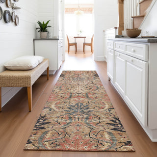 Piper Looms Mayfield Damask AMF1082 Khaki Machine Washable Area Rug Runner Lifestyle Image Feature