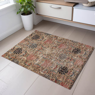 Piper Looms Mayfield Damask AMF1082 Khaki Machine Washable Area Rug Scatter Lifestyle Image Feature
