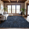 Piper Looms Mayfield Damask AMF1082 Navy Machine Washable Area Rug Lifestyle Image Feature