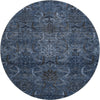 Piper Looms Mayfield Damask AMF1082 Navy Machine Washable Area Rug Round Main Image