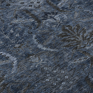 Piper Looms Mayfield Damask AMF1082 Navy Machine Washable Area Rug Swatch Image