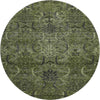 Piper Looms Mayfield Damask AMF1082 Olive Machine Washable Area Rug Round Main Image