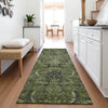 Piper Looms Mayfield Damask AMF1082 Olive Machine Washable Area Rug Runner Lifestyle Image Feature