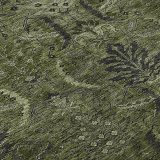 Piper Looms Mayfield Damask AMF1082 Olive Machine Washable Area Rug Swatch Image