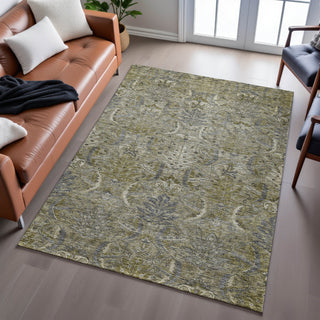 Piper Looms Mayfield Damask AMF1082 Taupe Machine Washable Area Rug Lifestyle Image Feature