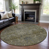 Piper Looms Mayfield Damask AMF1082 Taupe Machine Washable Area Rug Round Lifestyle Image Feature