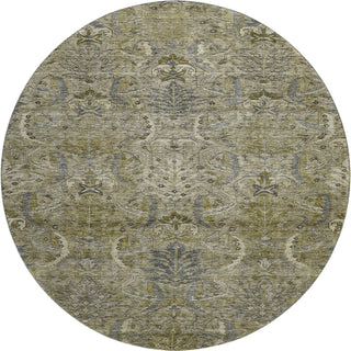 Piper Looms Mayfield Damask AMF1082 Taupe Machine Washable Area Rug Round Main Image