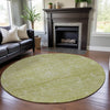 Piper Looms Mayfield Damask AMF1083 Aloe Machine Washable Area Rug Round Lifestyle Image Feature