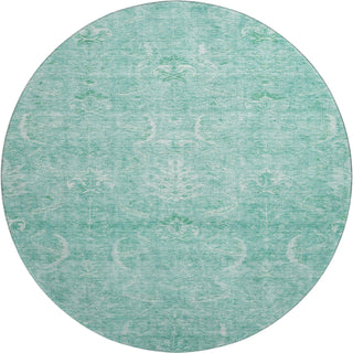 Piper Looms Mayfield Damask AMF1083 Aqua Machine Washable Area Rug Round Main Image