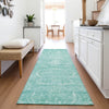 Piper Looms Mayfield Damask AMF1083 Aqua Machine Washable Area Rug Runner Lifestyle Image Feature