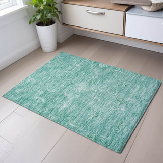 Piper Looms Mayfield Damask AMF1083 Aqua Machine Washable Area Rug Scatter Lifestyle Image Feature