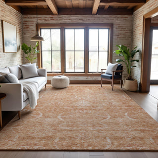 Piper Looms Mayfield Damask AMF1083 Salmon Machine Washable Area Rug Lifestyle Image Feature