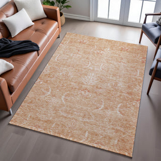 Piper Looms Mayfield Damask AMF1083 Salmon Machine Washable Area Rug Lifestyle Image Feature
