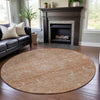 Piper Looms Mayfield Damask AMF1083 Salmon Machine Washable Area Rug Round Lifestyle Image Feature
