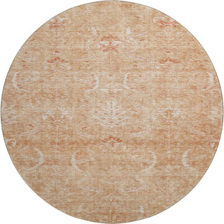 Piper Looms Mayfield Damask AMF1083 Salmon Machine Washable Area Rug Round Main Image