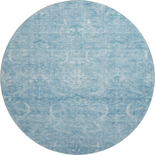 Piper Looms Mayfield Damask AMF1083 Sky Machine Washable Area Rug Round Main Image